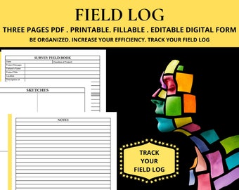 Field Log Book Survey Field Book Template Construction Field Notebook Geology Field Book Engineers Field Book Surveying Notebook Organizer