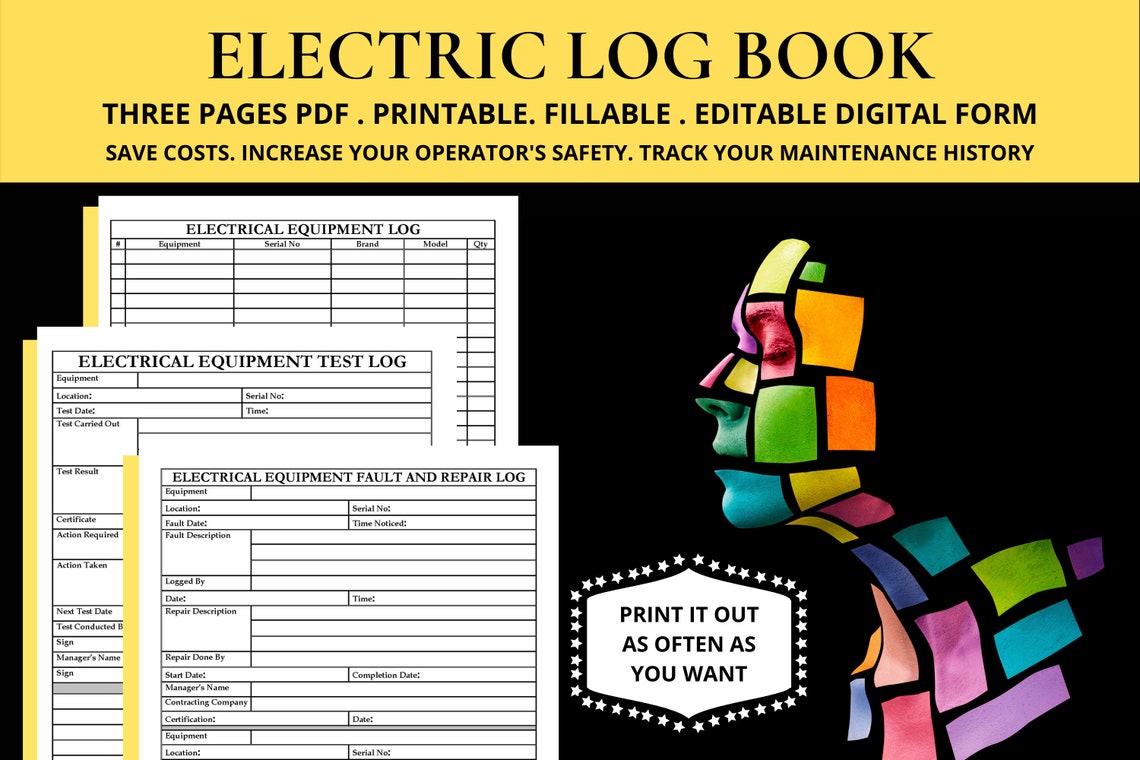 Electric Equipment Log Book Electrical Test Record Sheet Etsy Ireland