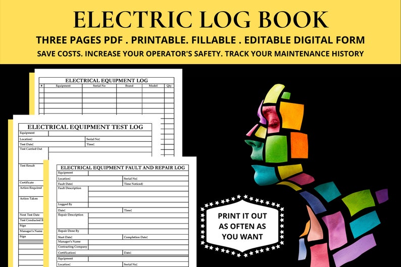 Electric Equipment Log Book Electrical Test Record Sheet Electrical Testing Sheets Template Electronic Log Books Equipment Register Template image 2