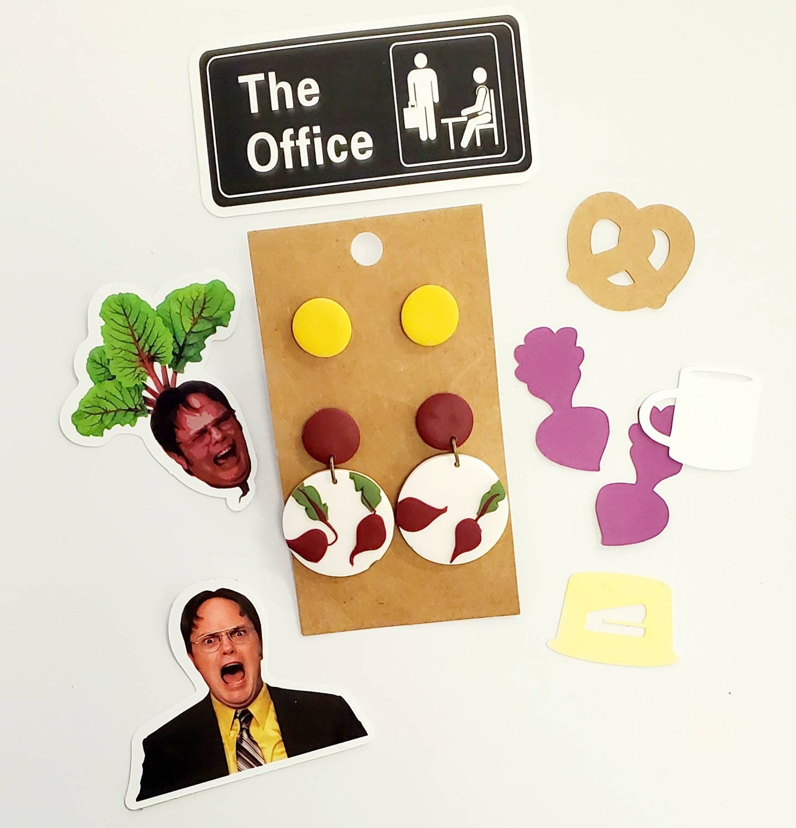 The Office Earrings Polymer Clay earring set Beets Etsy