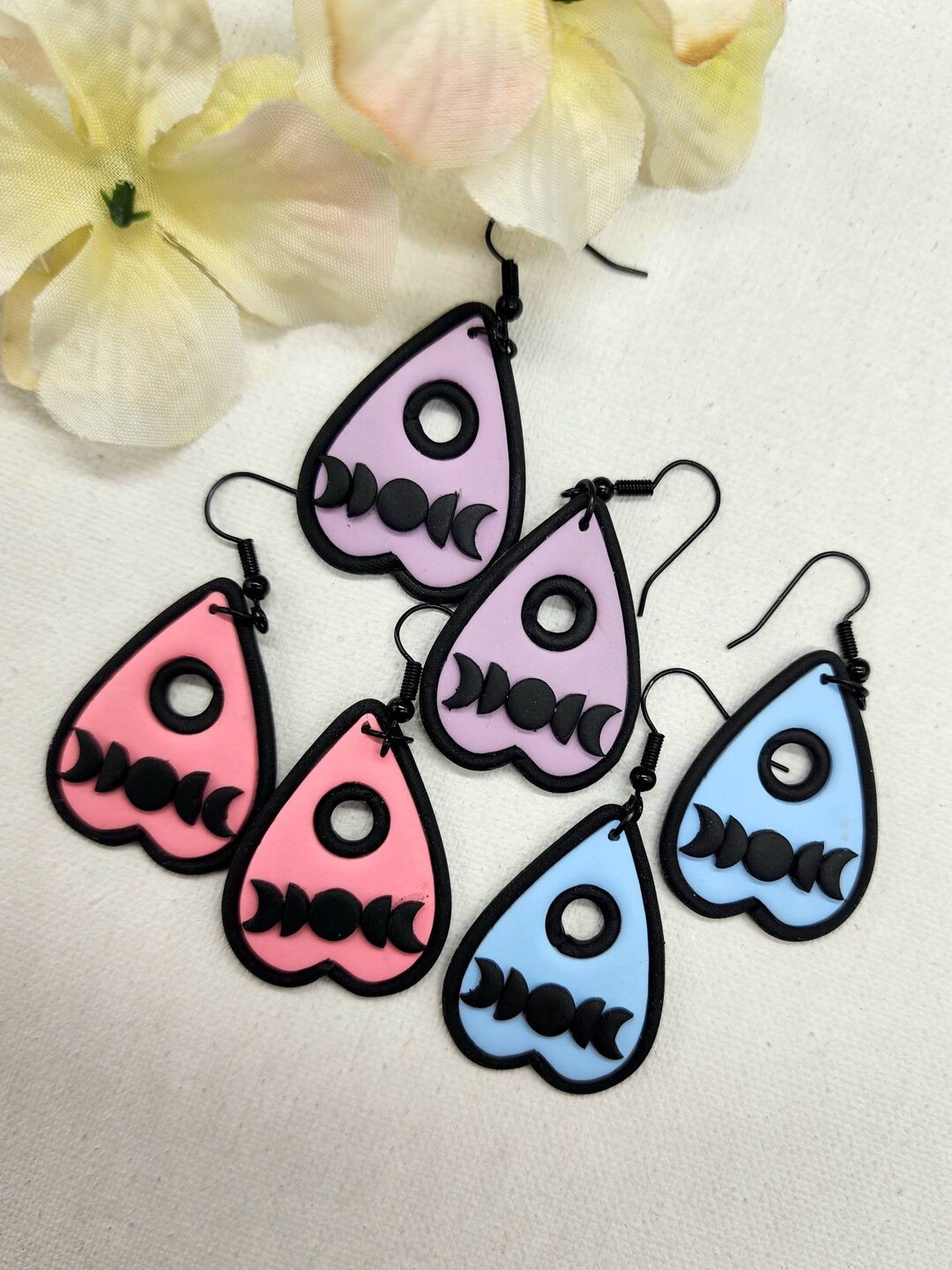 Pastel Goth Moon Phase Planchette Dangle Earrings Gifts for Her Gifts