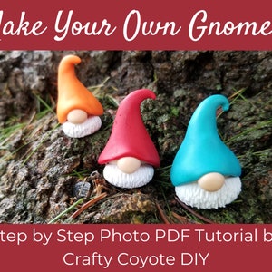 Garden Gnome Tutorial, Polymer Clay Tutorial PDF File, Clay Tutorial, How To Make Clay Miniatures, Clay Gnomes, Terrarium Decor