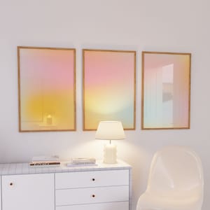 Modern Danish Pastel Aura Poster Y2K coquette Aesthetic Room Decor Zen Wall Art Gradient Poster Wall Art Printable Set of 3 Calming Wall Art