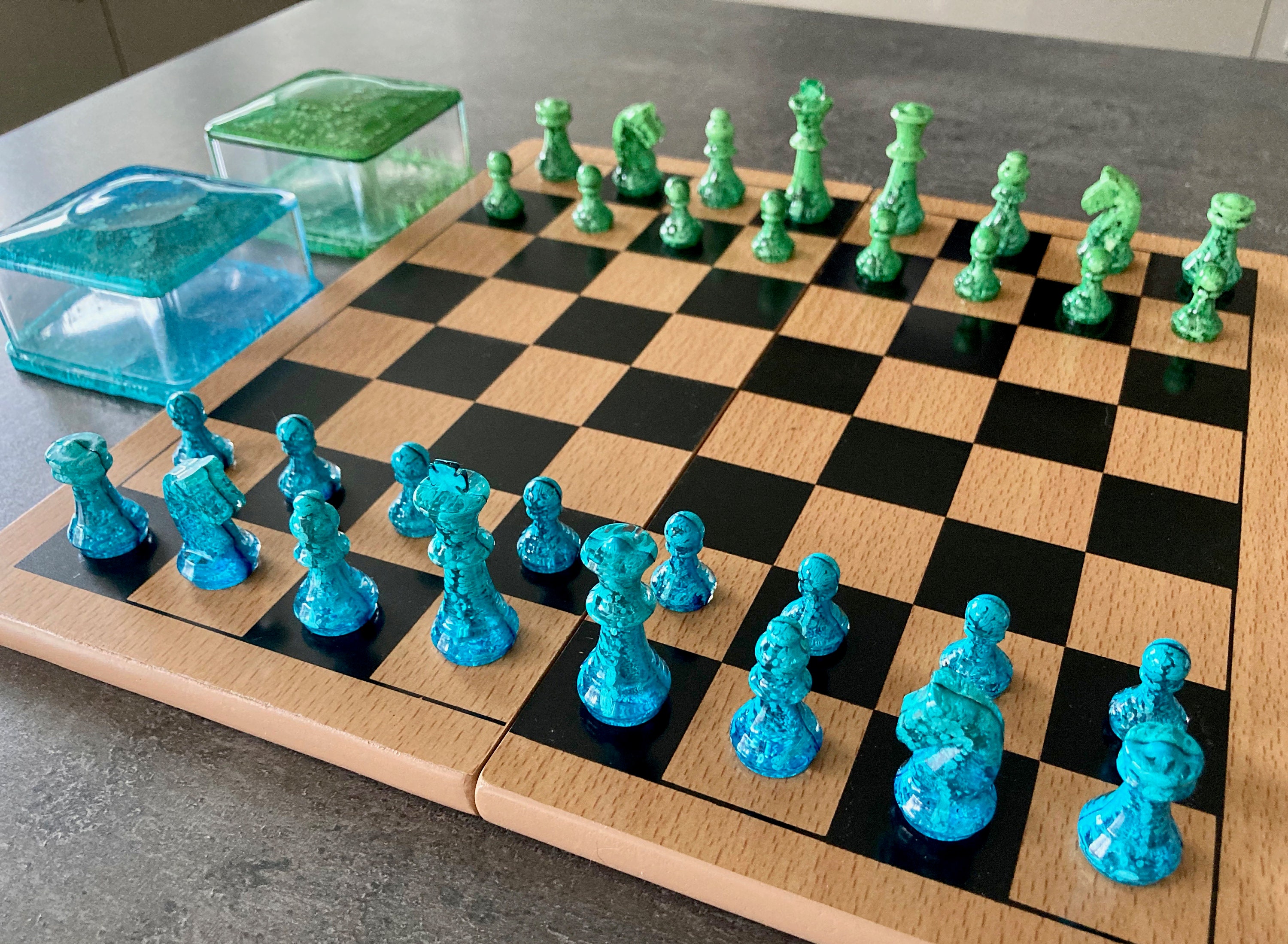 Diy Chess Piece Storage Chess Set 32 Piece Resin Chess Set With Matching Storage | Etsy