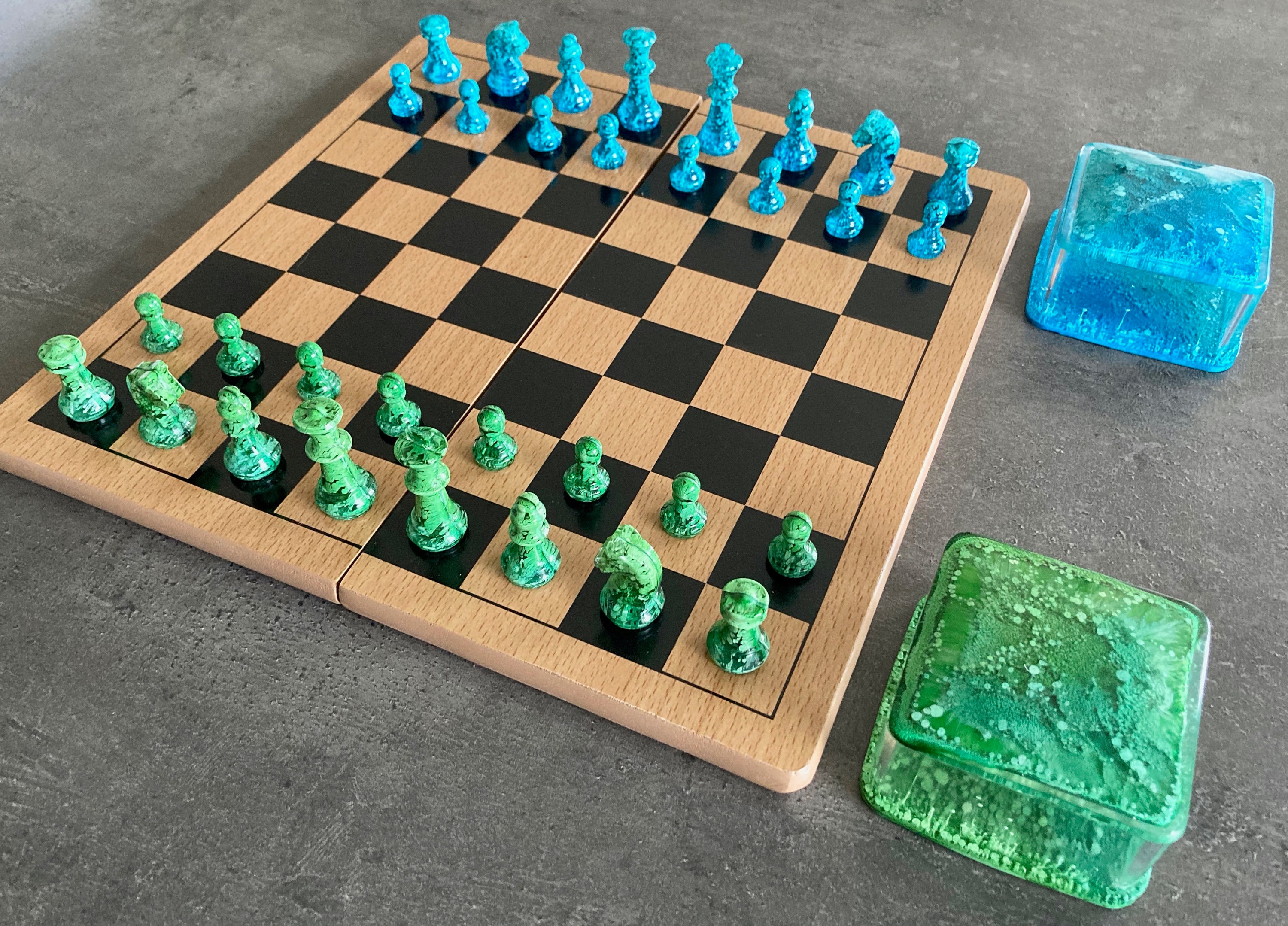 Diy Chess Piece Storage Chess Set 32 Piece Resin Chess Set With Matching Storage | Etsy