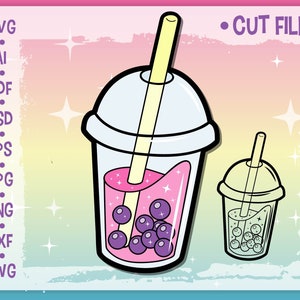kawaii food svg include simpatico boba tea svg. vettore alimentare kawaii perfetto per la creazione di materiale!