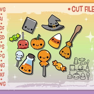 de kawaii svg bestand bevat een mooie halloween vector bundel. die digitale stickers zijn perfecte halloween cricut bestanden
