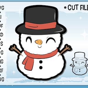 snowman cute svg bundle. includes a sublimation png file for kawaii stickers!