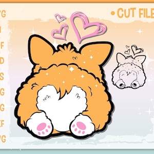 corgis butt svg, druckbare ClipArt. SVG und DXF Dateien enthalten. Drucke deine Corgis Sticker!