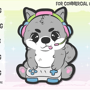 cucciolo di gamer kawaii. File svg pronto la stampa o il taglio con cricut.