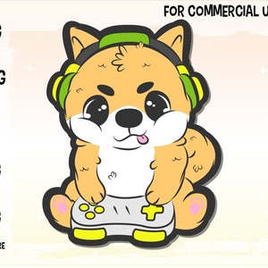 cucciolo di gamer kawaii. File svg pronto la stampa o il taglio con cricut.