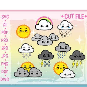 ces beaux cliparts météo sont parfaits pour les timbres météo des planificateurs numériques! ce téléchargement numérique inclut des fichiers svg pour cricut