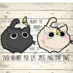 cat clipart file, kawaii svg perfetto per il design di t shirt! adesivo stampabile per gli amanti dei gatti!