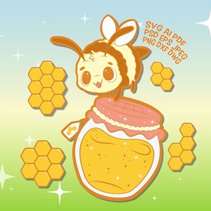 kawaii svg bee clipart. honeybee svg files for cricut. cute digital stickers