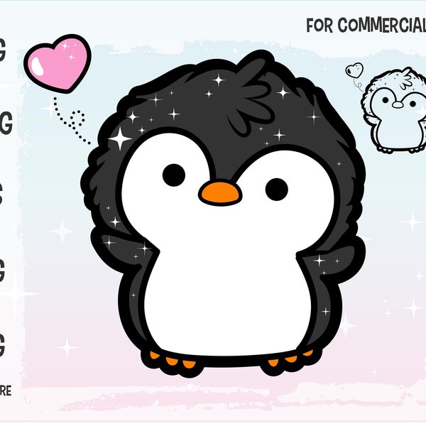 this kawaii penguin svg is a lovely printable stickers file. the penguin clipart digital download includes svg files for cricut.