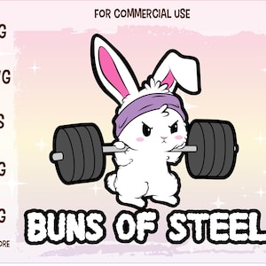 kawaii Workout svg, druckbare ClipArt. Drucke deinen eigenen Workout Hasen Sticker!