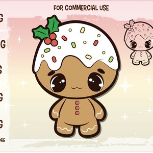 Heerlijke kerst peperkoek koekjes svg bestand. Kawaii clipart voor bedrukbare stickers