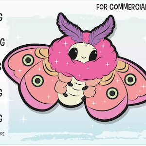 kawaii moth svg stencil. perfect voor kawaii stickers.
