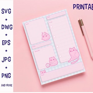 Druckbarer und niedlicher Tagesplaner. kawaii Clipart für To Do Liste.