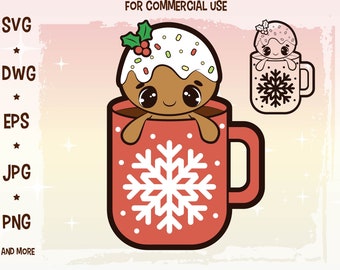 kawaii gingerbread svg. includes commercial license for printable stickers