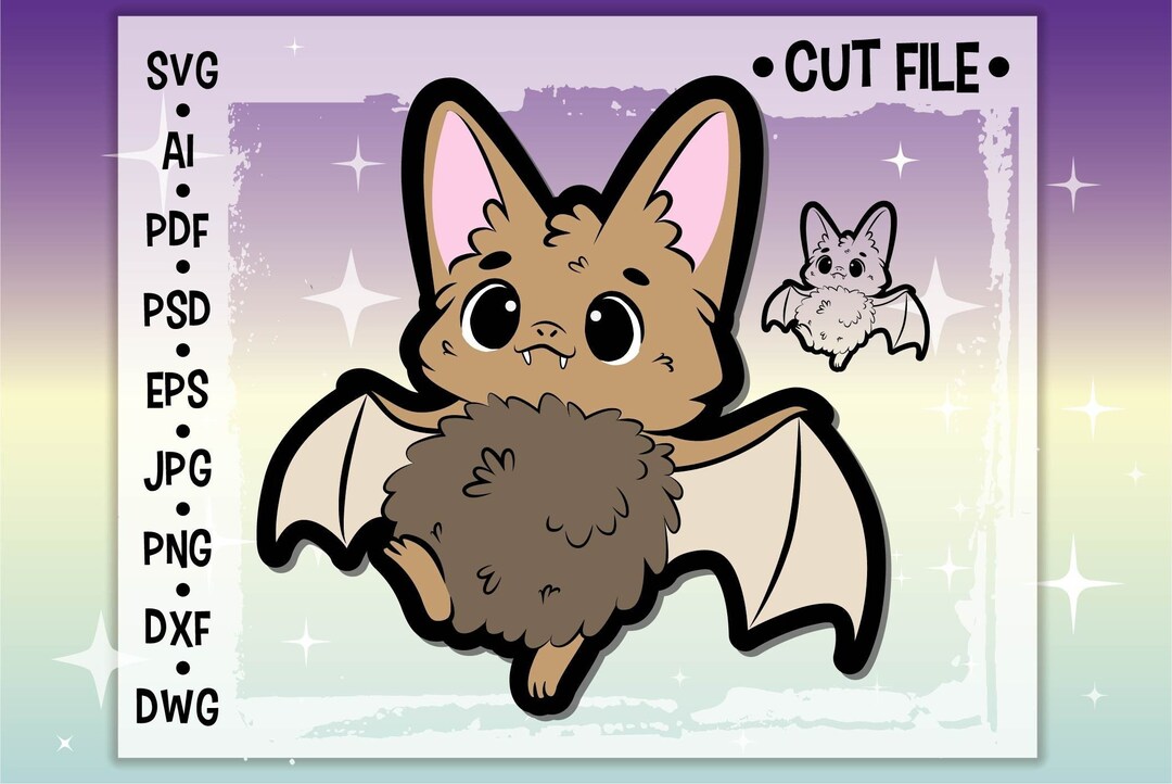 Cute Bat Sticker Ready to Print This Kawaii Svg Includes the Svg Files