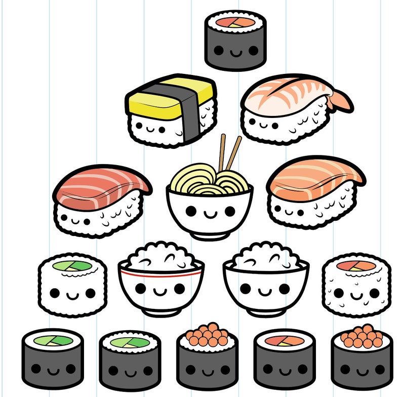 Sushi svg clipart cut file printable stickers crafting | Etsy