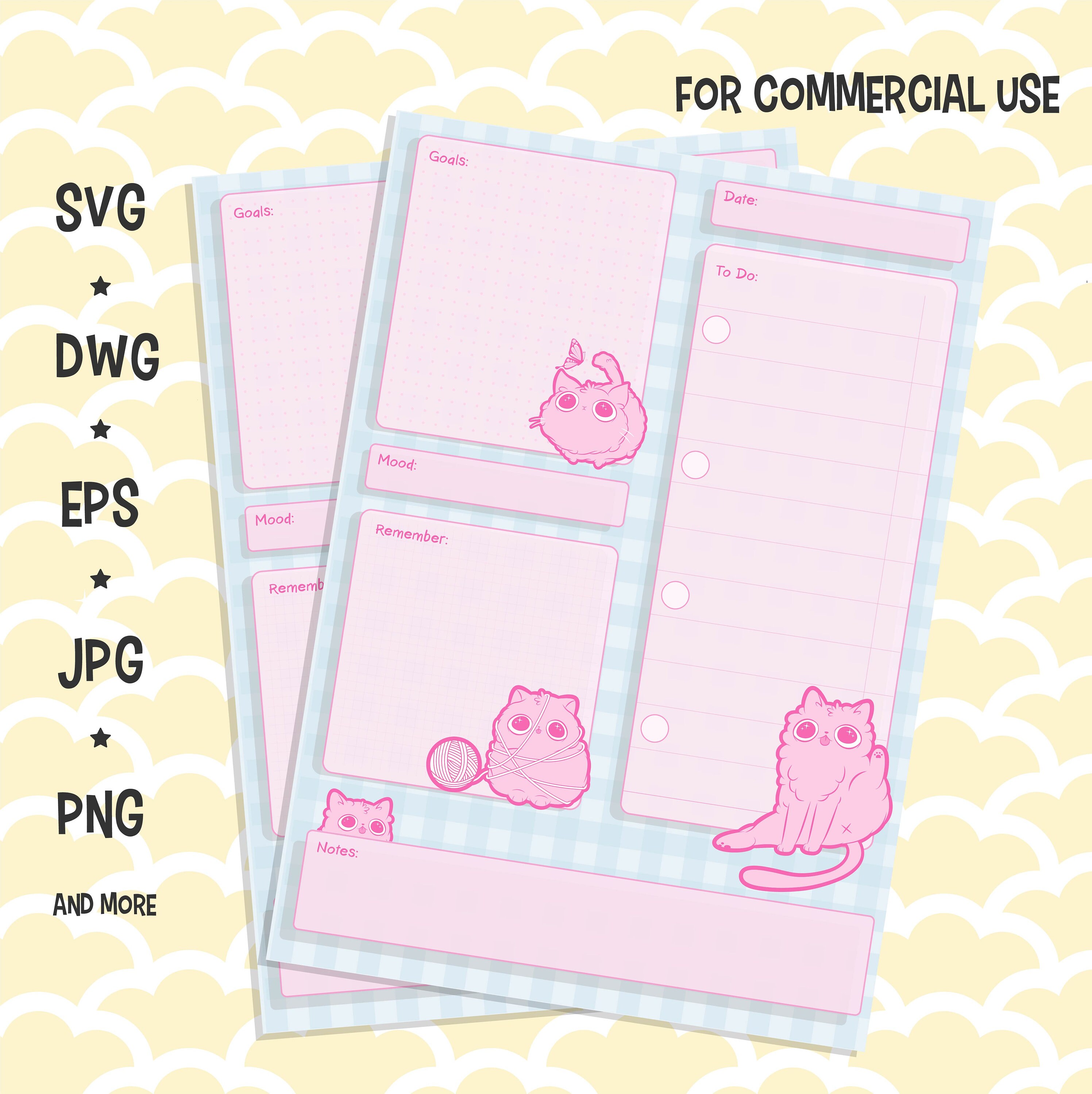 Printable and Cute Daily Planner. Kawaii Clipart for to Do | Etsy