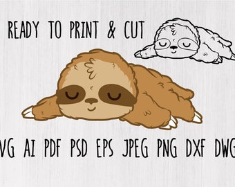 cute sloth printable for your cricut projects! this is a digital download of svg files for cricut of cut file sloth