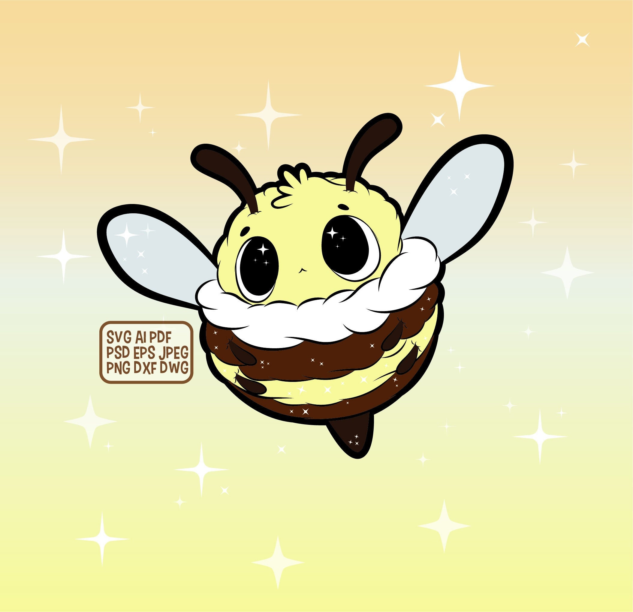Kawaii Svg of Cute Bee. Includes Bee Vector File and Etsy