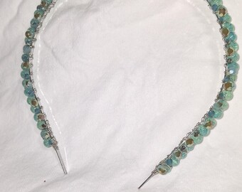Headband, slim -pale lake teal crystals, for any special occasion.