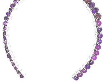 Headband, skinny purple - electro coated beads with silver accent, glam for any special occasion
