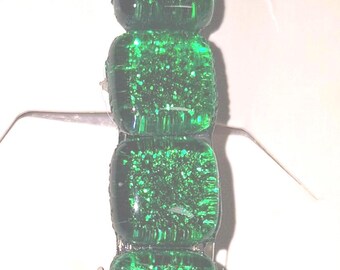 Barrette,  Emerald green,  glittery hair accessory