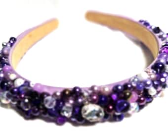 Headband, shades of purple - glam for any special event.