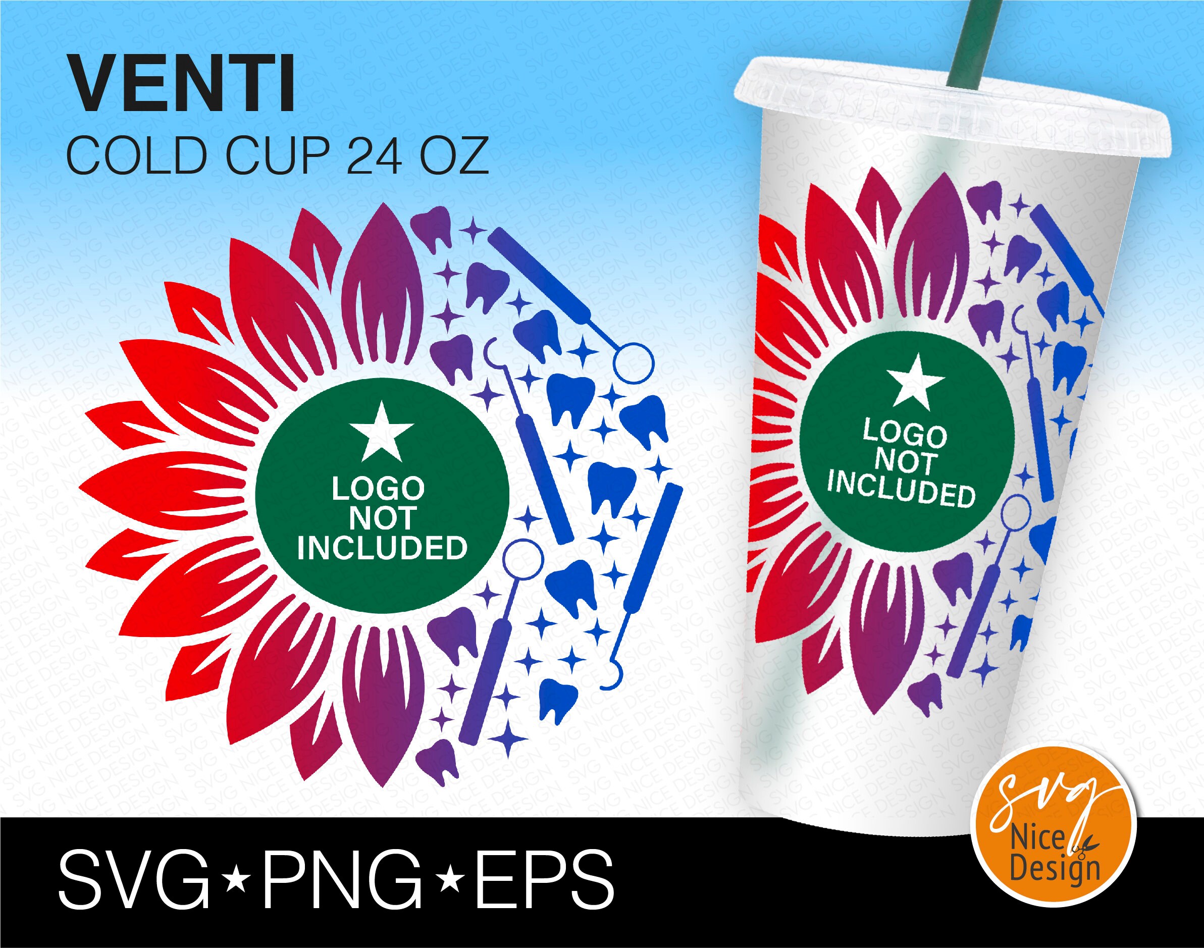 Half Sunflower Dentist Cold Cup Wrap Svg Tooth Dental - Etsy 日本