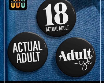 大人向けピンバッジ：18歳の誕生日のおもしろジョークギフト、大人のユーモアジョークボタンバッジ