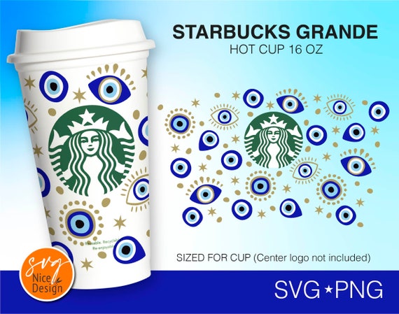 Digital Download SVG Files For Cricut Silhouette Magic Eyes Template No Hole Colorful Eyes Pattern Grande 16oz wrap Cup Template