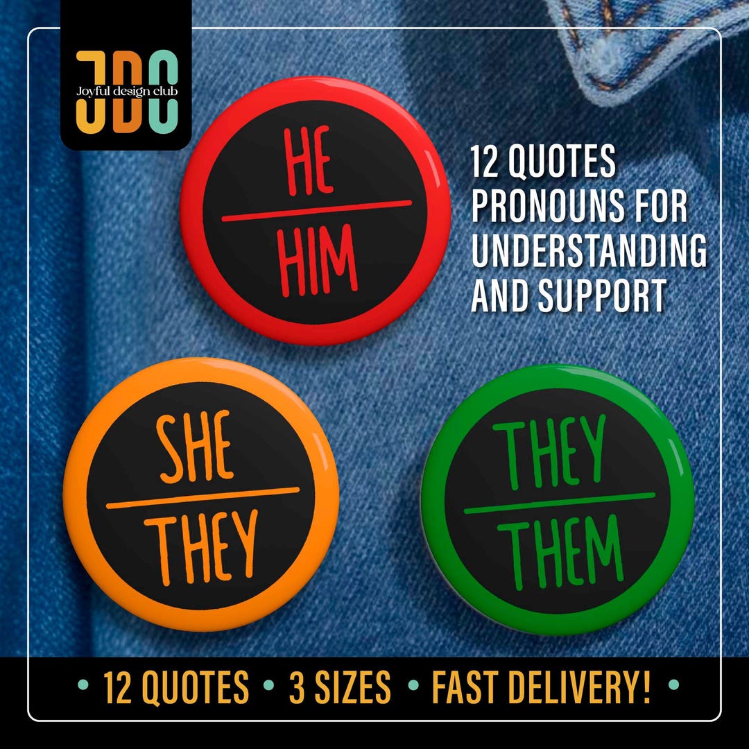 Pronoun Pin Button: LGBTQ Pride Pin Badge Accessory for Gender Identity ...