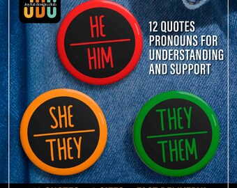 Pronoun Pin Button: LGBTQ Pride Pin Badge Accessory for Gender Identity Support
