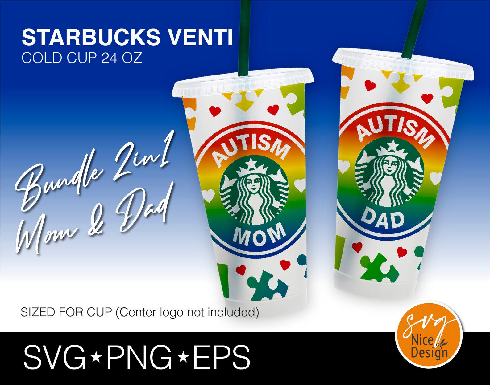 Download 2 in 1 Autism Mom & Dad Starbuck Cup Svg Autism Awareness | Etsy