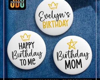 Birthday Pin Button : Bday Crown Queen & King Vibes Badge, Party Matching Pins Gift