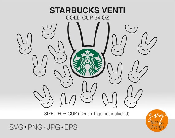 Download Seamless Full Wrap Bad Bunny Starbucks cup Svg Decal for ...