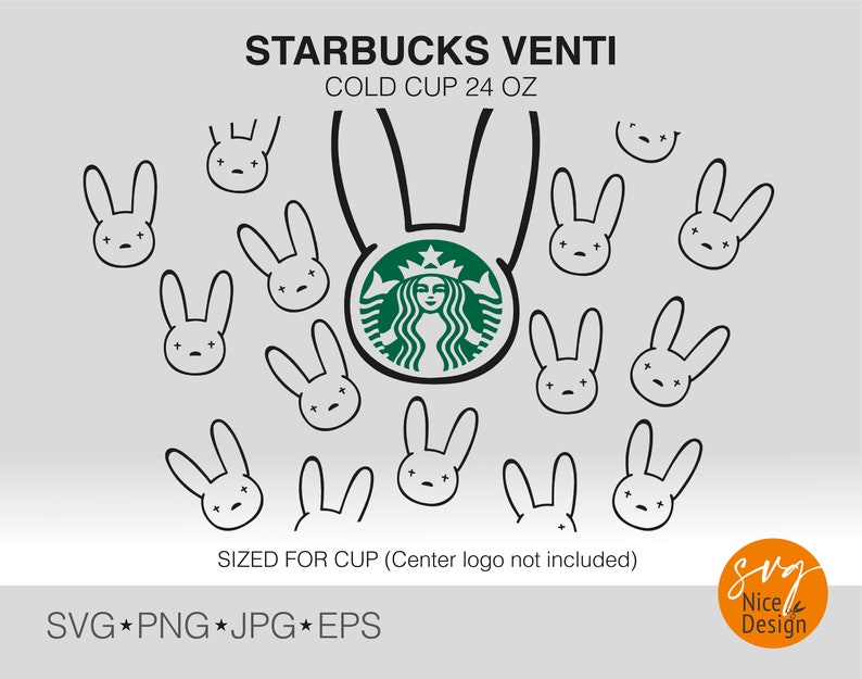 Download Seamless Full Wrap Bad Bunny Starbucks cup Svg Decal for ...