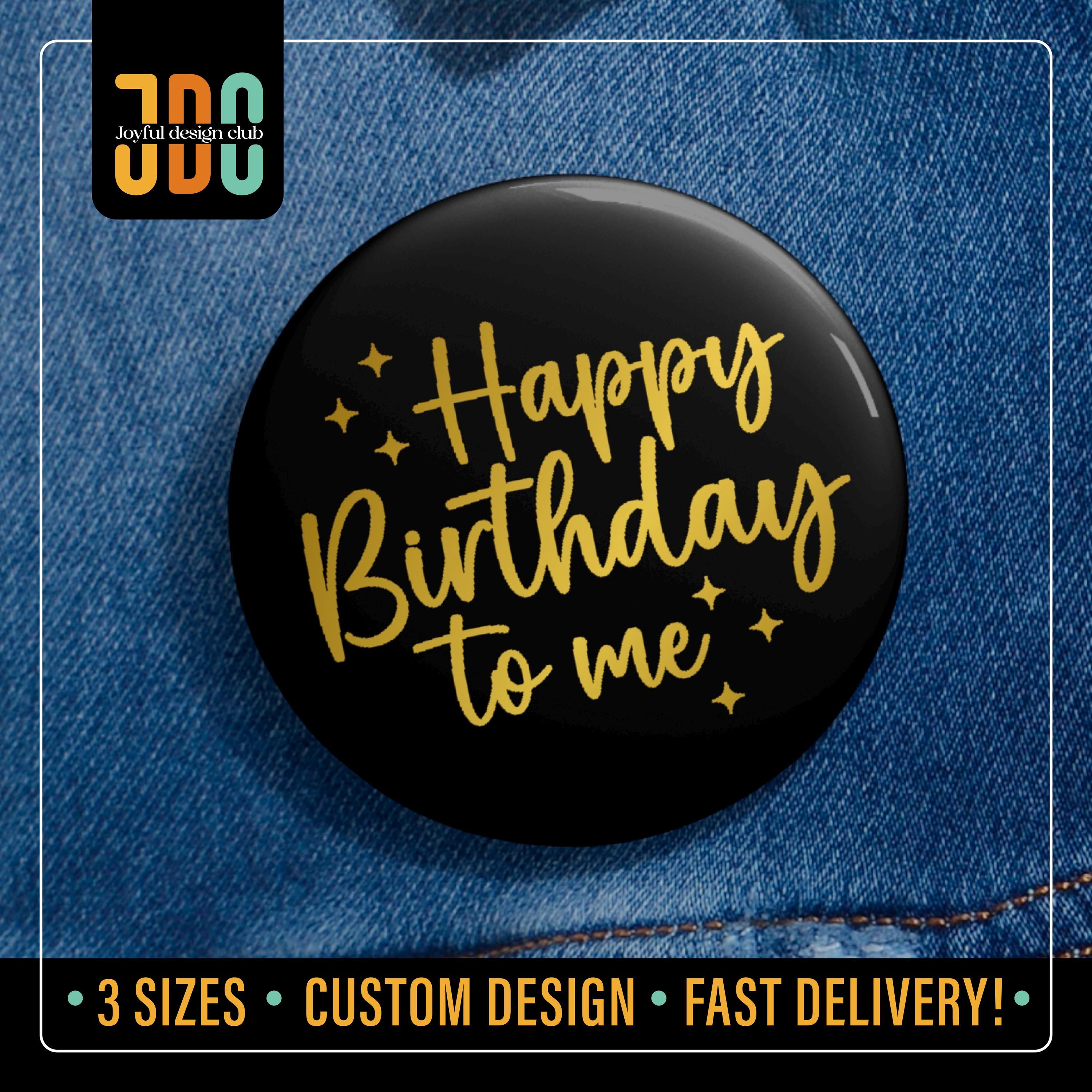 Personalized Birthday Pin: Custom Bday Crew Badge, Black & Gold Party ...