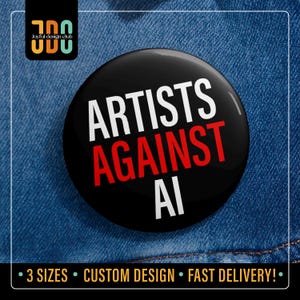 “Artists Against AI.” Symbol of human-made creativity movement for artists, designers, and creators advocating for authentic art.