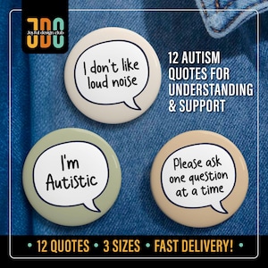 12 Autism Pin Button, Autistic Pin, Hidden Disability Badge, Autism Pin Badge Button, Communication Badge, Mental health Awareness Gift Idea