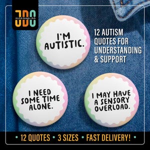 12 Autism Pin Button, Autistic Pin, Hidden Disability Badge, Autism Pin Badge Button, Communication Badge, Mental health Awareness Gift Idea