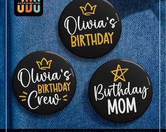 Birthday Pin Button : Bday Crown Queen & King Vibes Badge, Party Matching Pins Gift