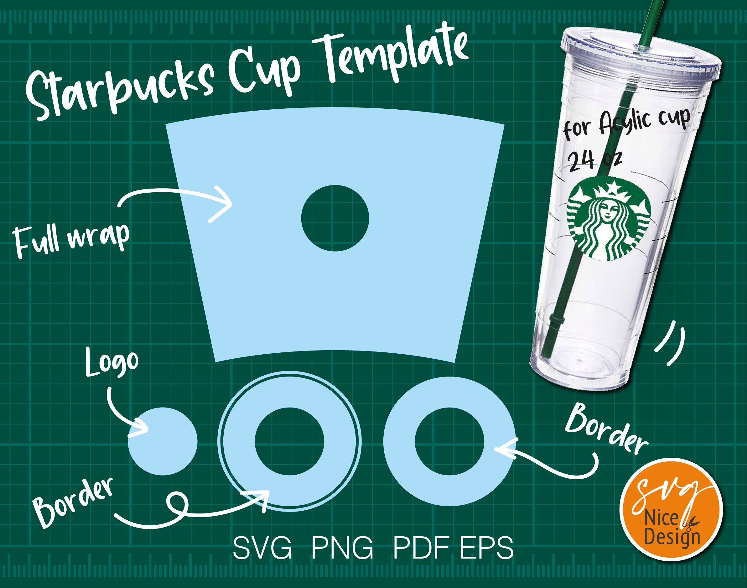 Starbucks Acrylic Cup Template SVG Starbucks Acrylic Tumbler Etsy UK