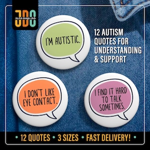 12 Autism Pin Button, Autistic Pin, Hidden Disability Badge, Autism Pin Badge Button, Communication Badge, Mental health Awareness Gift Idea