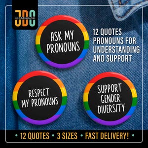 Rainbow Pronouns Pin Button, Ask My Pronouns Pin, Any Pronouns Pin, Respect My Pronouns Pin Badge, Lgbtq, Lesbian, Gay, Non-Binary Pin Gift